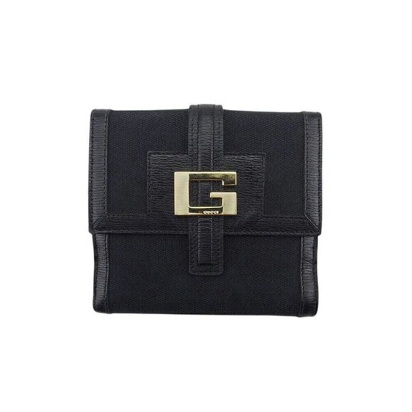 GUCCI W Hook Wallet G Mark Canvas x Leather Authentic USED - Picture 2 of 12